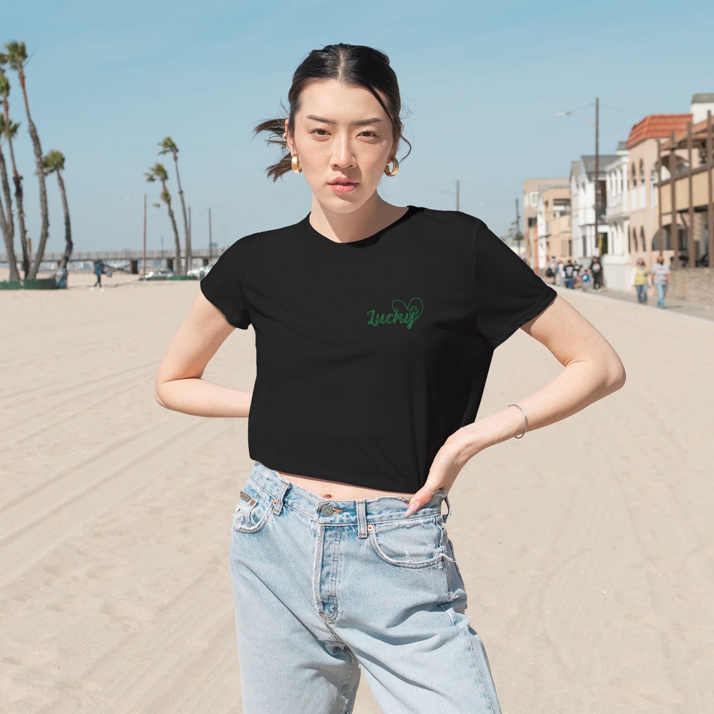 Women's Flowy Lucky Cropped Tee